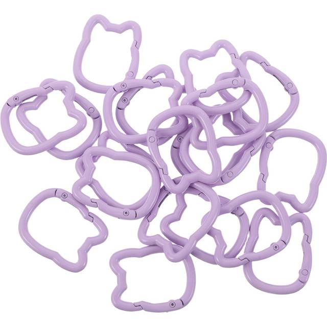 20pcs Cat Shape Keychain Hooks Zinc Alloy Spring Key Rings