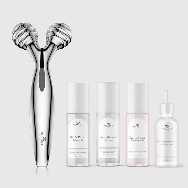 Project E Beauty Mild Microcurrent Facial Roller Lifting All In One Set