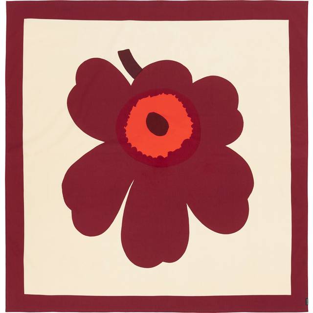 Marimekko Unikko Vanilje Bourgogne 140 x 250 cm Dug Rød