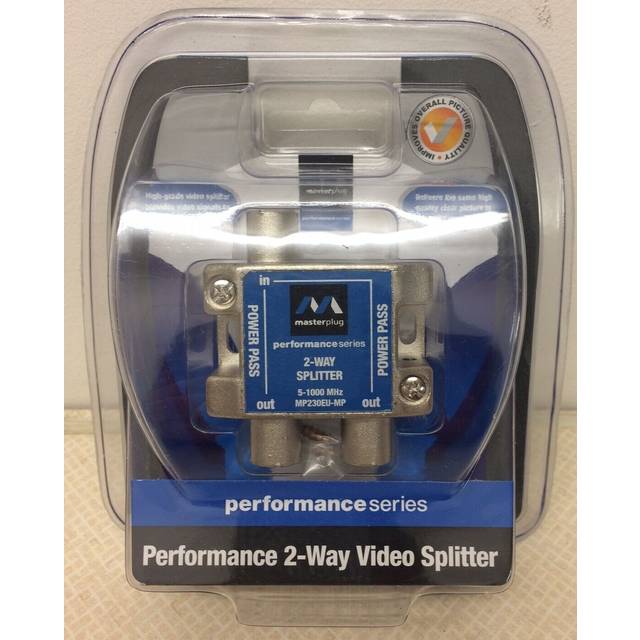 1x Masterplug Performance 2-way Video Splitter, Tv, Vcr, Gold Plated Contacts