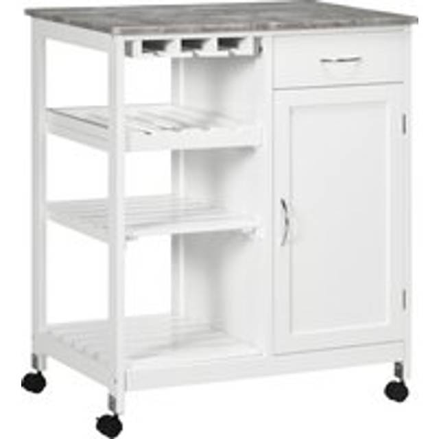 Compact Kitchen Trolley Utility Cart on Wheels with Wine Rack