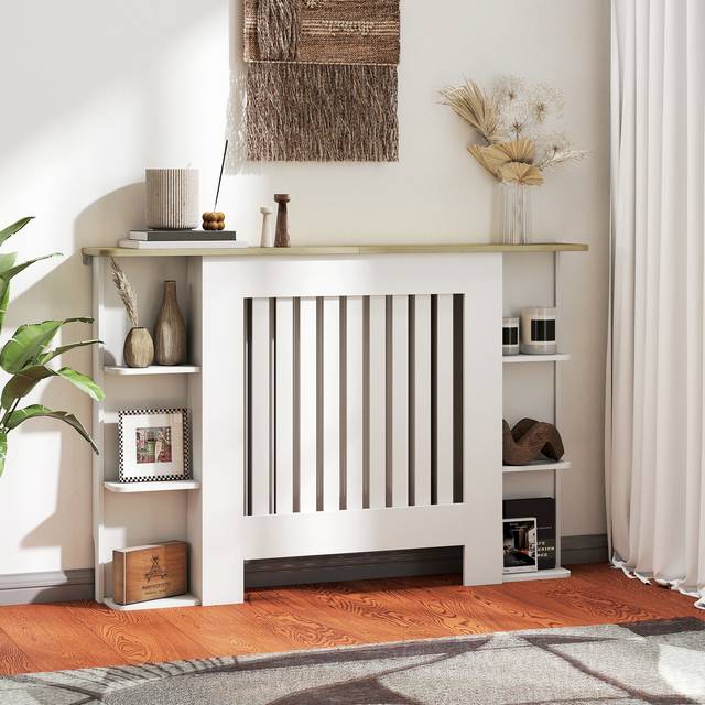 Homcom Radiator Cover Vertical Slatted Cabinet