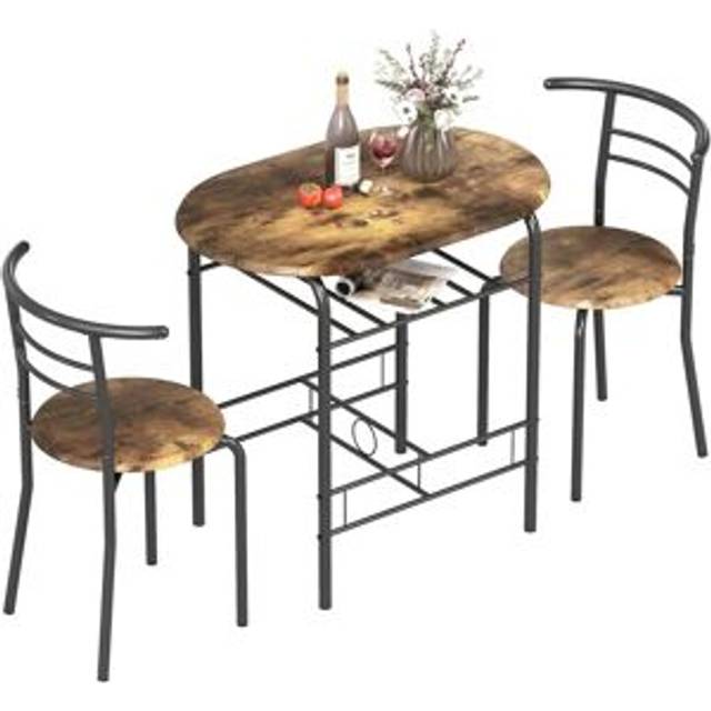 Breakfast Bar Table and Stools Set Dining Room Set with Shelf