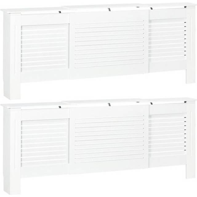 Homcom Extendable Radiator Cover W/ Slatted Design Mdf, Set Of 2, White