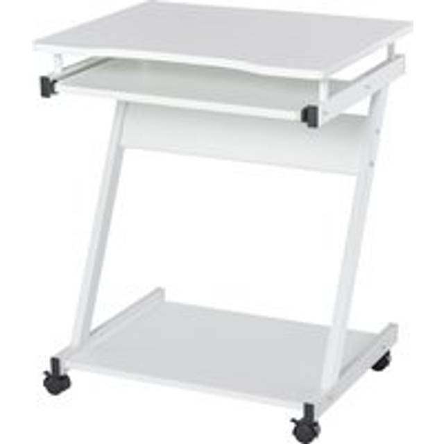 Movable Computer Desk with 4 Moving Wheels Sliding Keyboard Tray Home Office Workstation White