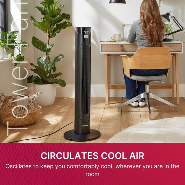 Dimplex Tower Fan With Remote Control, 3 Speeds + Night Mode, Timer - One Size