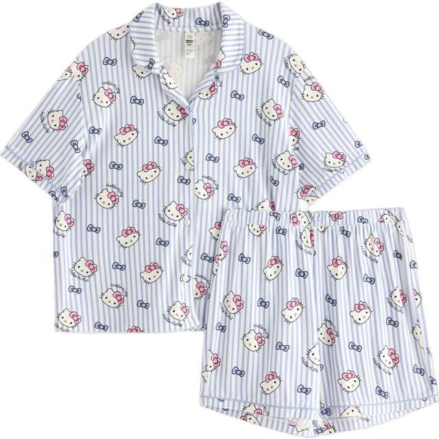 Lindex Patterned Pyjama Set - Blue