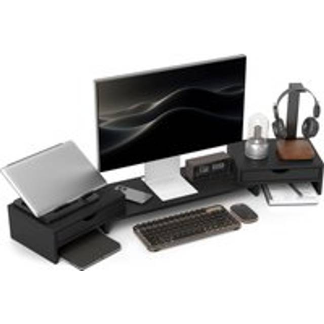 Homcom Dual Monitor Stand Riser with 2 Drawers