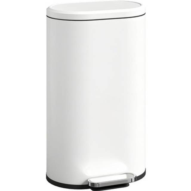 Homcom Slim Rectangular Pedal With Soft-close Lid, 30l Kitchen Cream