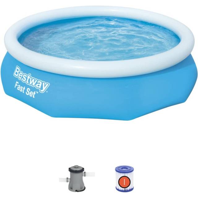 Bestway 10ft Fast Set Pool | Above Ground Swimming Pool for Kids and Adults, Complete Inflatable Pool Set with Filter Pump, 3,800L