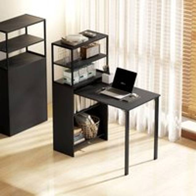 HOMCOM Foldable Computer Desk, Home Office Desk for Small Spaces - Black - 60 - Particleboard, steel