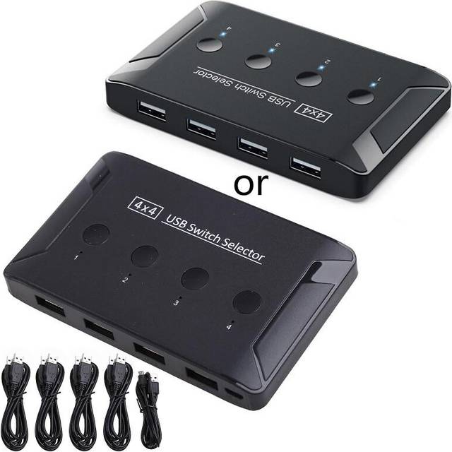 USB Switch 4 In 4 Out 2.0 KVM Switcher Box