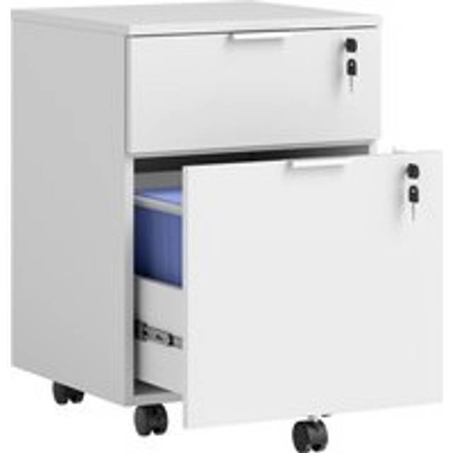 HOMCOM Two-Drawer Lockable Filing Cabinet - White