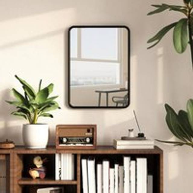 HOMCOM Rectangular Mirror with Metal Frame, Decorative Wall Mirror, Black - 40.5 x 30 x 3 cm - Black