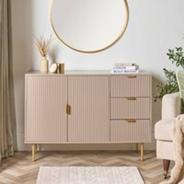 Ohs Ribbed Sideboard Table Modern Drawer Shelf Cabinet Storage - Natural - One Size