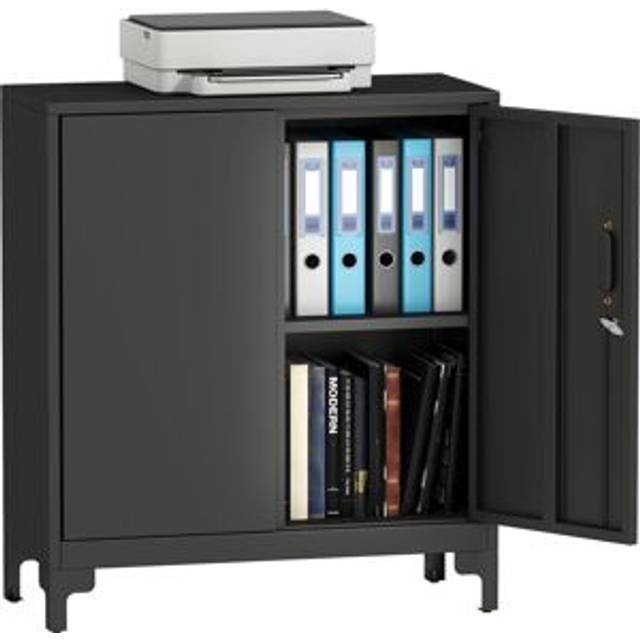 HOMCOM Lockable Metal Filing Cabinet, 2-Tier Storage Cupboard - 11 - Filing Cabinet - 1