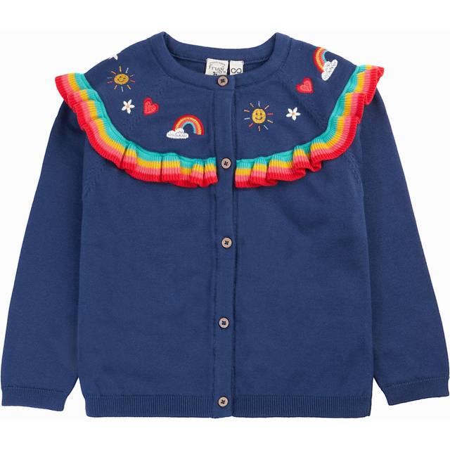 Frugi Blue Little Romi Ruffle Cardigan