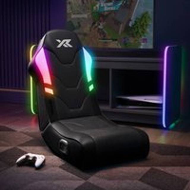 X Rocker Shadow RGB 2.0 Audio Floor Rocker Gaming Chair - App-Controlled LED Lights in Black