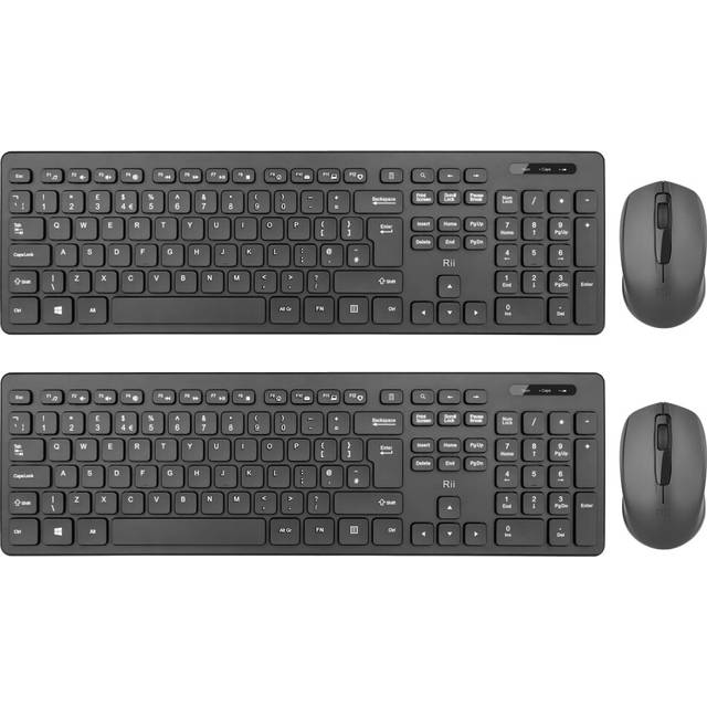 Wireless keyboard and Mouse Set,Rii RK200 Standard Full Size Wireless Keyboard and Mouse 104 Keys for Work Office Home UK Layout 2 Pack (AAA Batteries