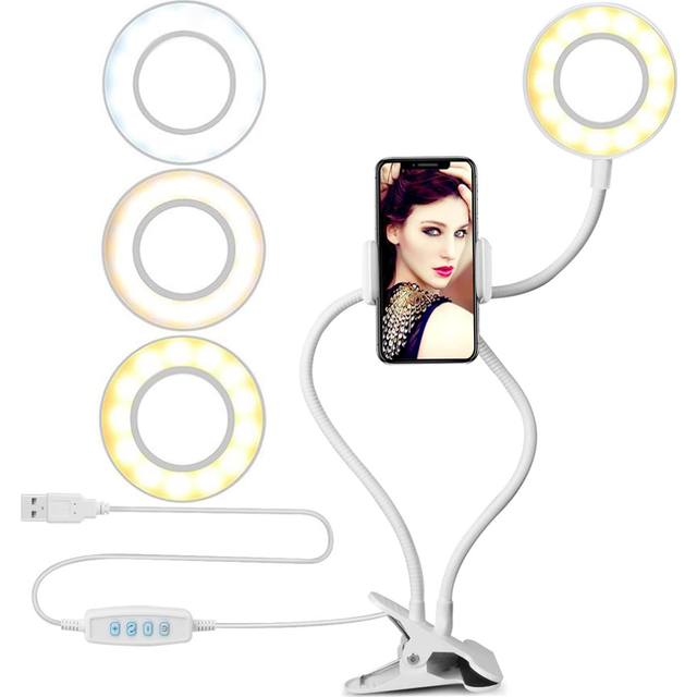 Selfie Ringlys Bærbart Design Med Dobbelte Ringlys