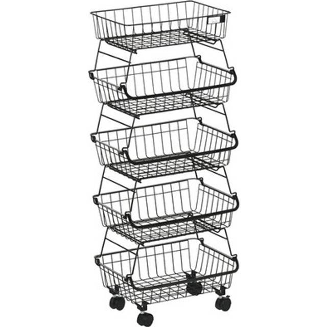 Homcom 5 Tier Storage Trolley Cart Vegetable Rack With Wheels For Kitchen