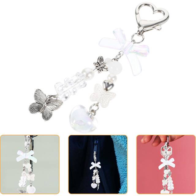 3pcs metal key chain for backpack purse heart keyring hanging ornament