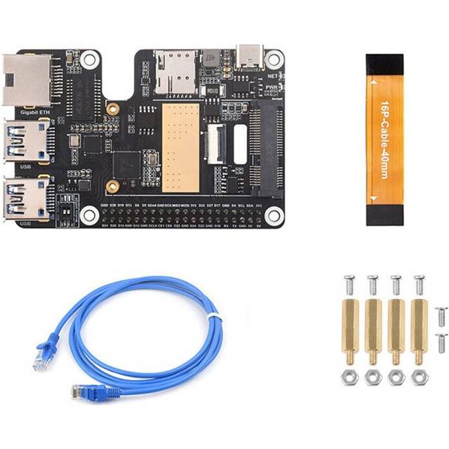 Exogio Raspberry Pi 5 PCle MiniPCle GbE USB3.2 HAT Gigabit Ethernet Module