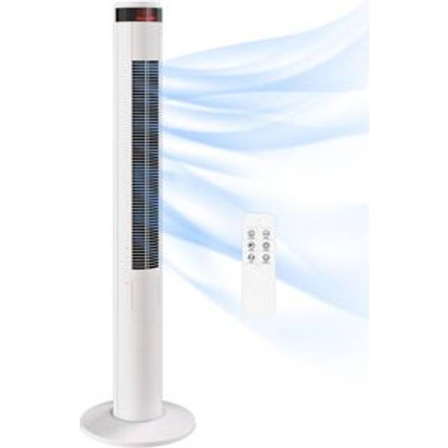 Tower Fan Oscillating Remote Control 3 Speed Modes White