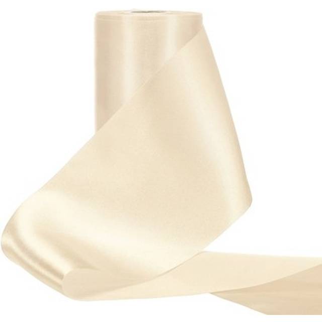 4 Inch Wide Satin Ribbon, 22 Yards Single Face Solid Ribbon, Beige