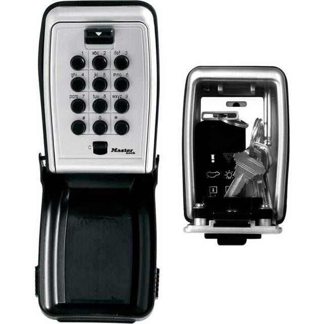 MASTER LOCK Push-Button Key Safe Wall Mounted, Medium 79 x 117 x 52 mm, Outdoor, Mounting Kit, for Home Office Industries Vehicles