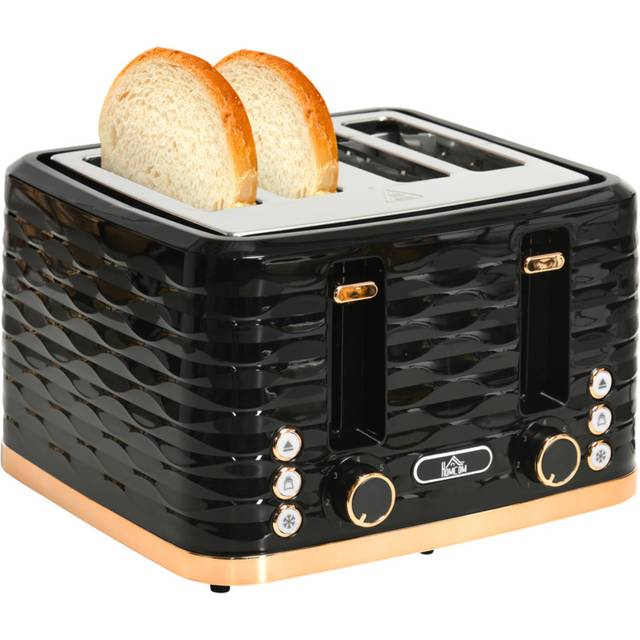 Toaster with 4 Slot 7 Browning Levels 1600W Black Ripple