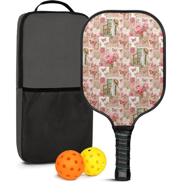 Pickleball Paddles Set Floral Fiberglass Rackets