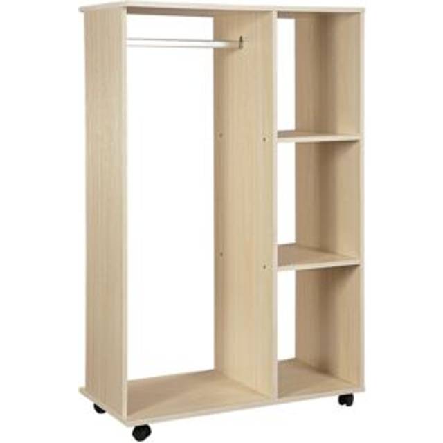 HOMCOM Rolling Open Wardrobe Hanging Rail Storage Shelves for Clothes