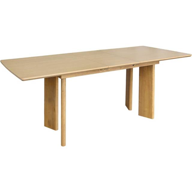SWEEEK 6-8 seater rectangular extendable dining table, rubberwood and oak veneer Natural 170x90x76 cm - Albane