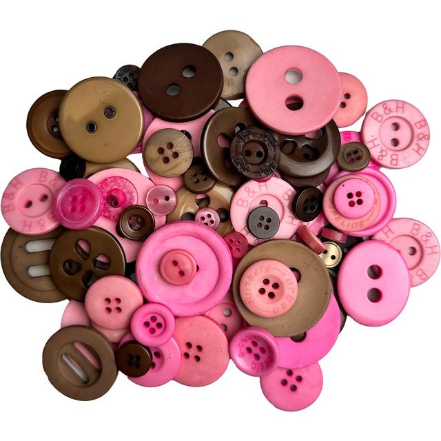 Go Handmade Button Mix Rosa Brun