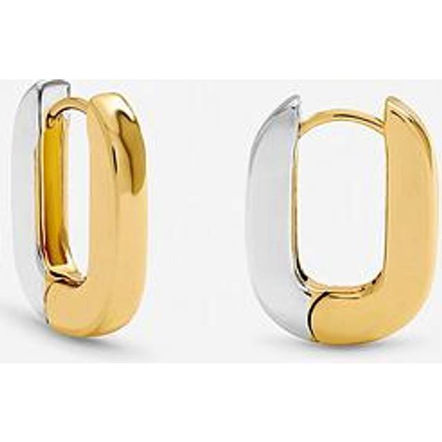 Inicio Inicio Two Tone Rectangular Hoop Earrings - Gift Pouch