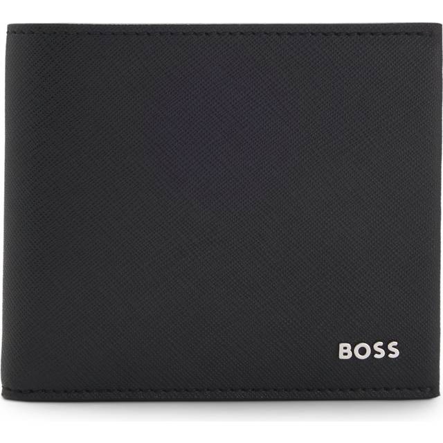 Structured folding wallet with metal logo lettering - Black