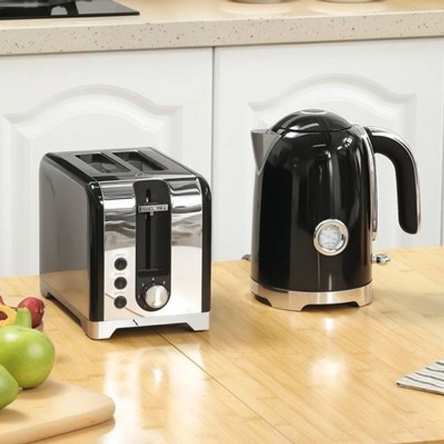 Homcom Retro Toaster Kettle Set Black