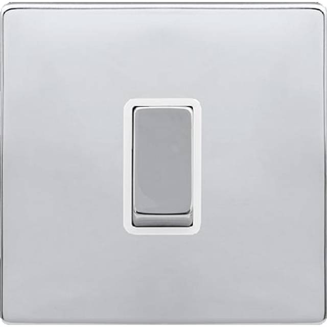 Click Definity 10AX Ingot 1 Gang Intermediate Switch Polished Chrome Cover Plate Polar White Insert