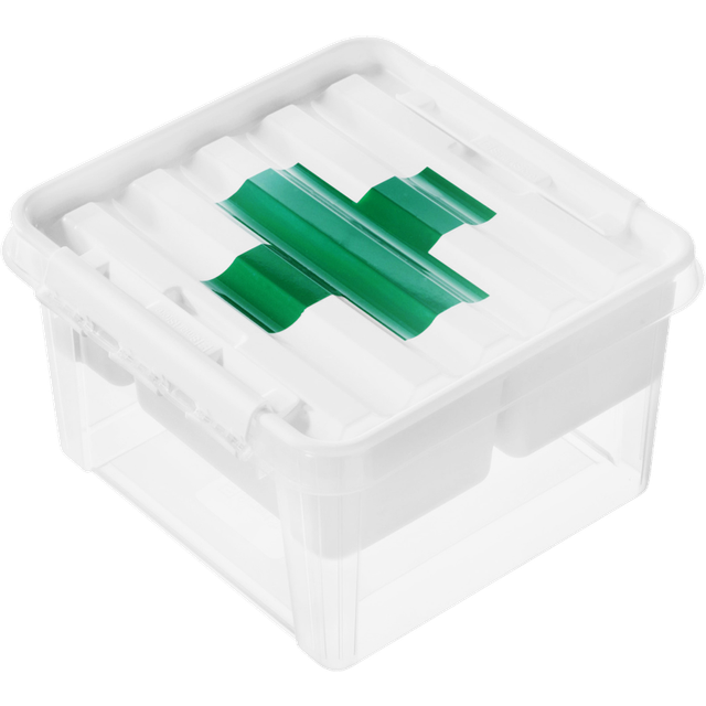 SmartStore Deco Plastic First Aid Storage Box, Medicine Storage Box with Insert, 8L, 10 Year Guarantee, Clip Locked, Stackable and Nestable, BPA Free,