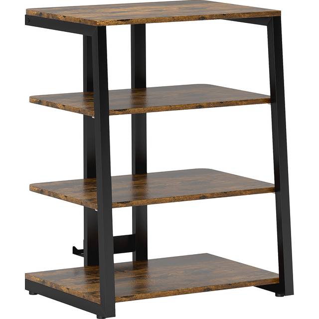 HOMCOM HiFi Stand, with Four Storage Shelves - Rustic Brown