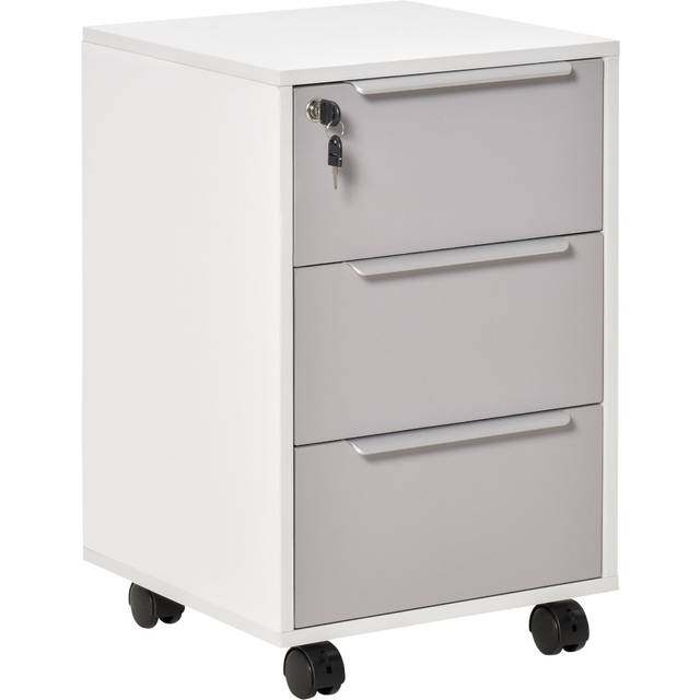 3-Drawer Locking File Cabinet Mobile Chest of Drawers Side Table on Wheels