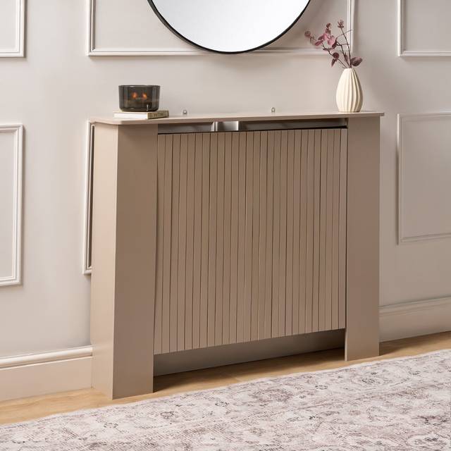 Ohs Ribbed Small Radiator Cover Slatted Engineered Wood - Natural - One Size