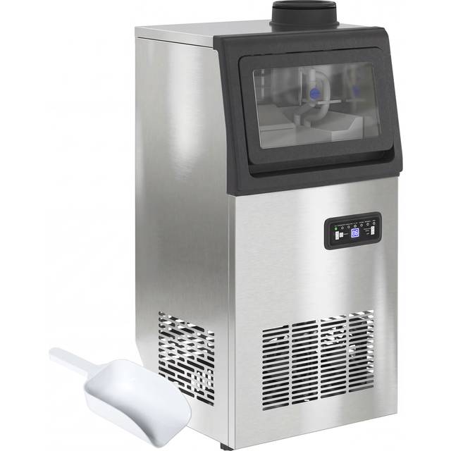 HOMCOM Commercial Ice Maker Machine, 45kg/24H Stainless Steel Under Counter or Freestanding Ice Machine, Silver