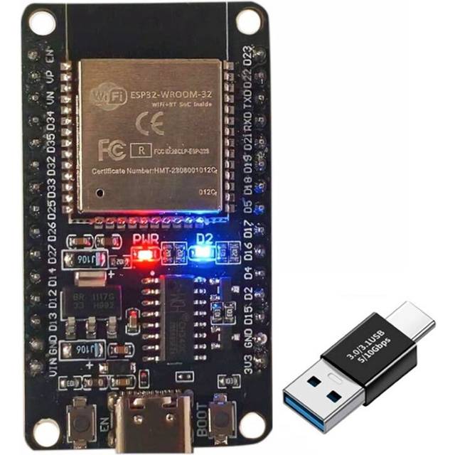 Wi-Fi Microcontroller Development Board (ESP32 Compatible) with USB Adapter