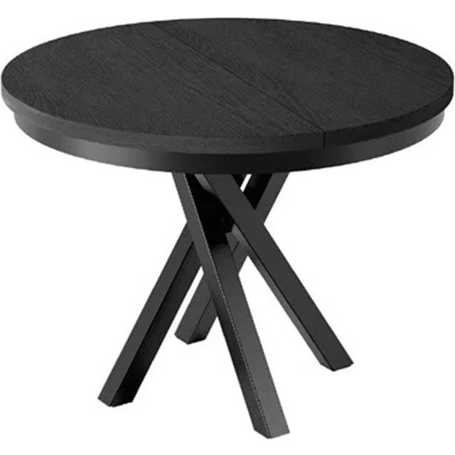 Extendable Dining Table Malumi Round 100-140x100 cm Black