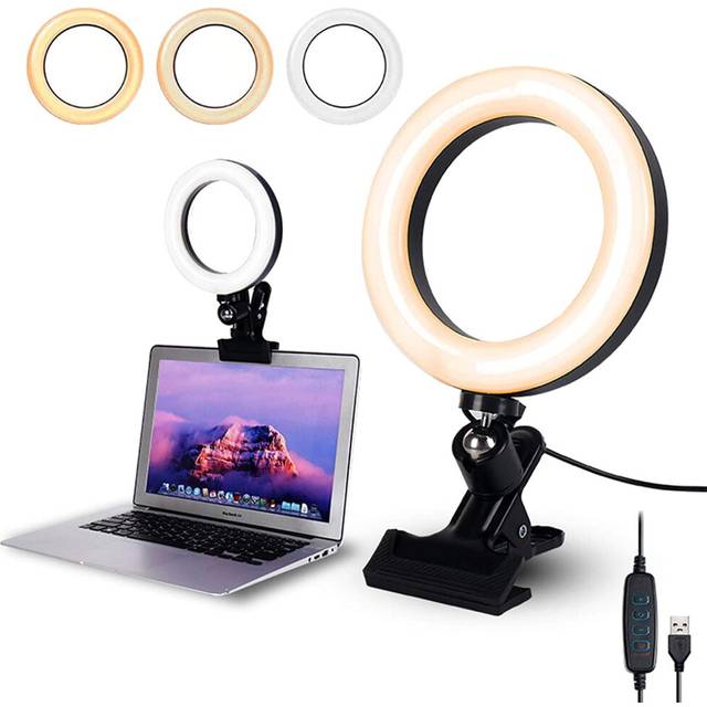 Multifunktionel Webcam Ringlys Med Klemme