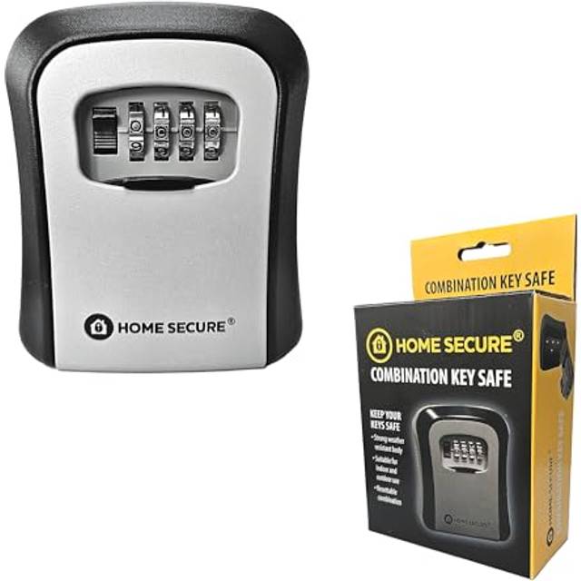 Home Secure Combination Key Safe - Weather-Resistant Wall Mounted Key Storage Box - Grey/ Black - One Size