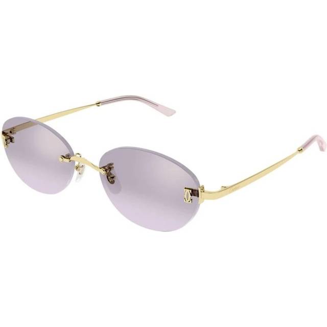 Cartier Rimless Runde Solbriller Uld - Gul