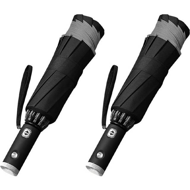 Torribaly Automatic Reverse Umbrella Inverted Reflective Folding LED Light Safe Night Windproof Frame
